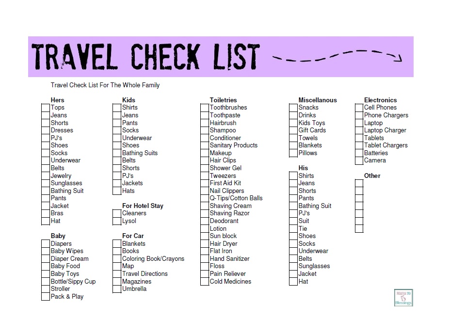 travel check list 